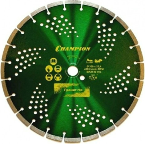 Алмазный диск для резки гранита CHAMPION Laser Granitek PRO 350 (твердый) [C1608]