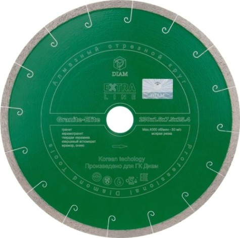 Алмазный диск для резки гранита DIAM 1A1R GRANITE-ELITE 230x1,6x7.5x25,4 [000201]