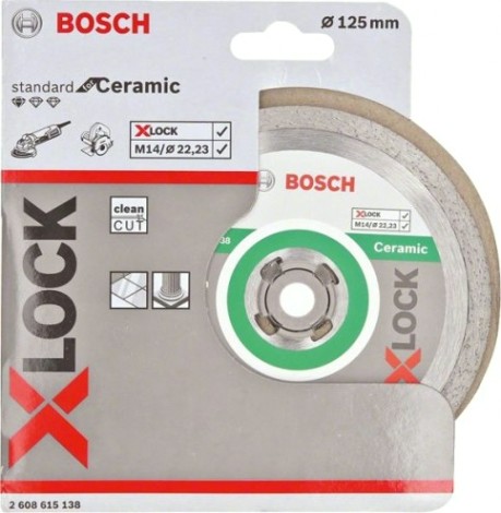 Алмазный диск для резки керамики BOSCH X-LOCK 125х22.2 мм Standard for Ceramic [2608615138]