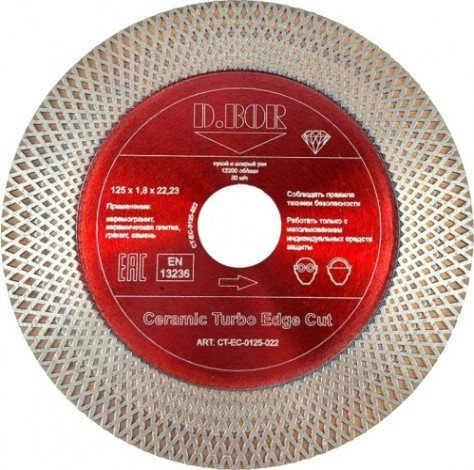 Алмазный диск для резки керамики D.BOR Ceramic Turbo Edge Cut 125x1,8x22,23 мм [D-CT-EC-0125-022]