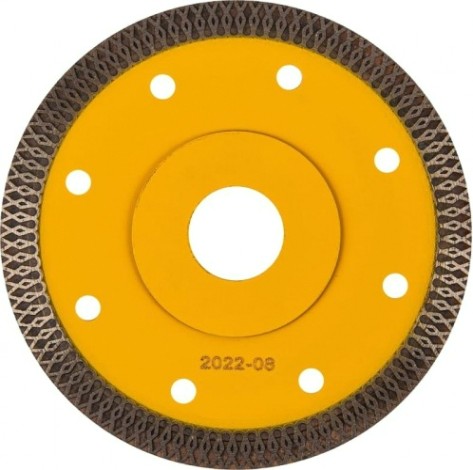 Алмазный диск для резки керамики Denzel 115х22,2мм сплошной, супертонкий, сухой/мокрый рез [73057]