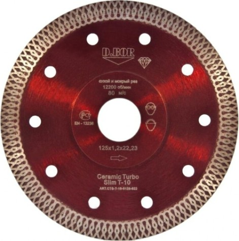 Алмазный диск для резки керамики и гранита D.BOR Ceramic Turbo Slim T-10 115х22,2 мм [D-CTS-T-10-0115-022]