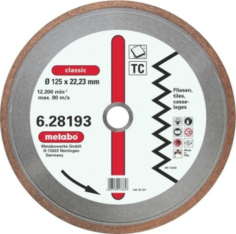 Алмазный диск для резки керамики METABO 125x22.2мм classic [628193000]
