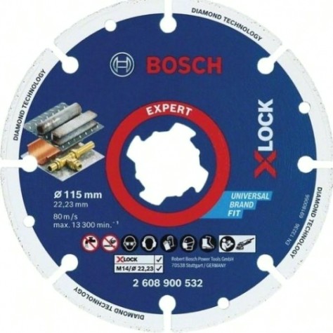 Алмазный диск для резки металла BOSCH X-LOCK 115х22.2 мм EXPERT [2608900532]