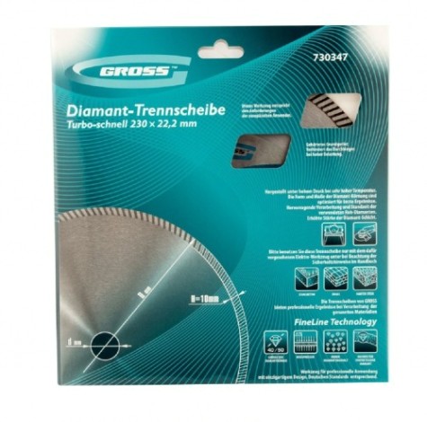 Алмазный диск универсальный GROSS 730347 ф230х22,2мм, турбо, сух.рез.