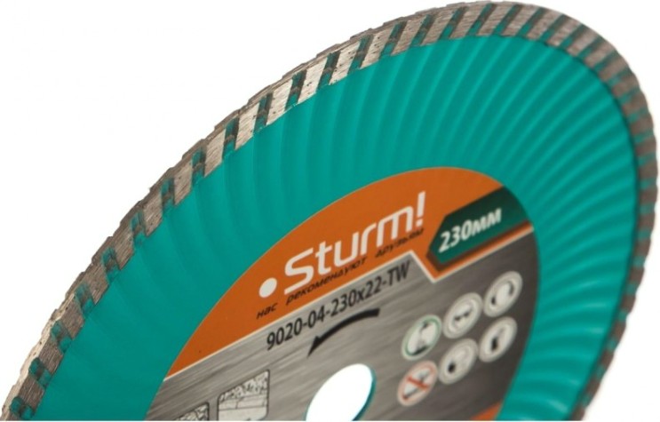 Алмазный диск универсальный Sturm 9020-04-230x22-TW turbo wave 230мм Алмазный диск универсальный Sturm 9020-04-230x22-TW turbo wave 230мм