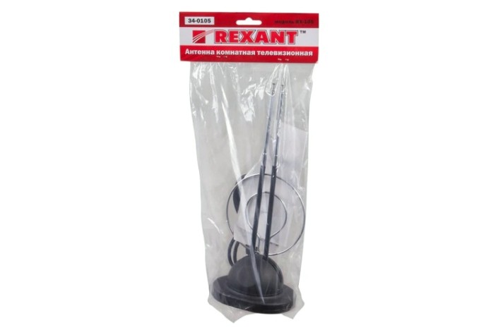 Антенна комнатная REXANT RX-105 телескопическая на подставке «Усы» [34-0105]