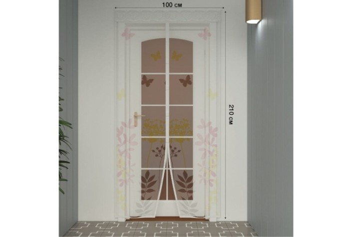 Антимоскитная сетка REXANT 71-0224 дверная 210х100см, с магнитами, с цветами Антимоскитная сетка REXANT 71-0224 дверная 210х100см, с магнитами, с цветами