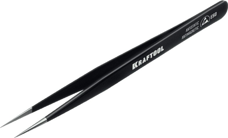 Антистатический пинцет прецизионный KRAFTOOL 222125 прямой 135 мм, антимагнитный