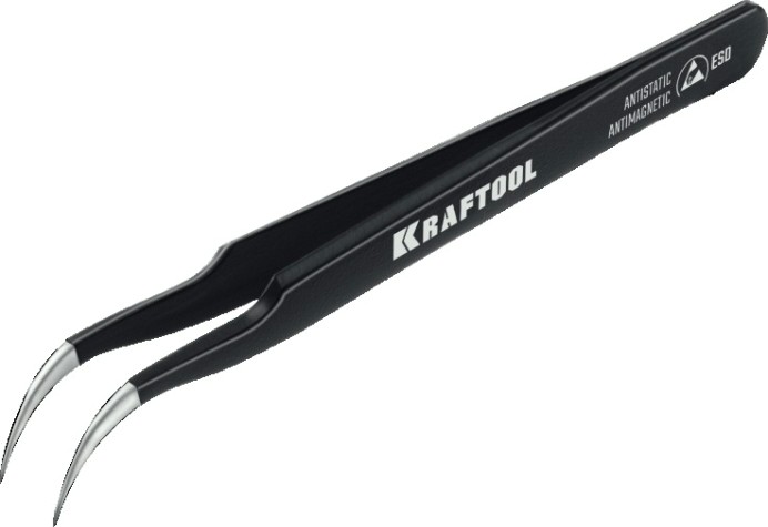 Антистатический пинцет прецизионный KRAFTOOL 222126 изогнутый 116 мм, антимагнитный