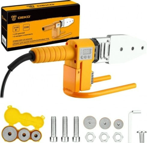 Аппарат для сварки полипропиленовых труб DEKO PPWM2100W LCD Advanced 6 насадок (20-63 мм) [063-5257]