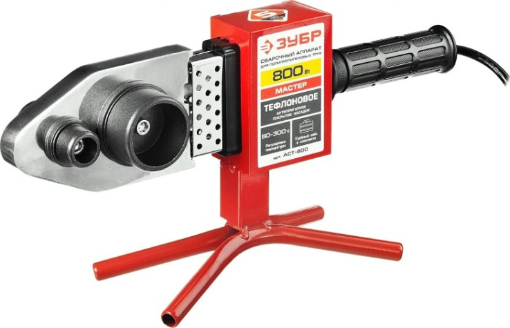 Аппарат для сварки полипропиленовых труб ЗУБР МАСТЕР (паяльник) для 800 вт, 50-300с, насадки 20, 25, 32 [АСТ-800]