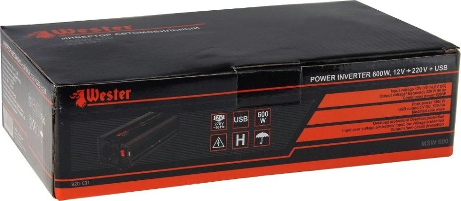 Автомобильный инвертор WESTER MSW600 [920-001]