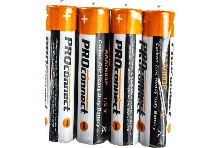 Батарейка Proconnect 30-0020 солевая AAA/R03, 1,5B, 4 шт Батарейка Proconnect 30-0020 солевая AAA/R03, 1,5B, 4 шт