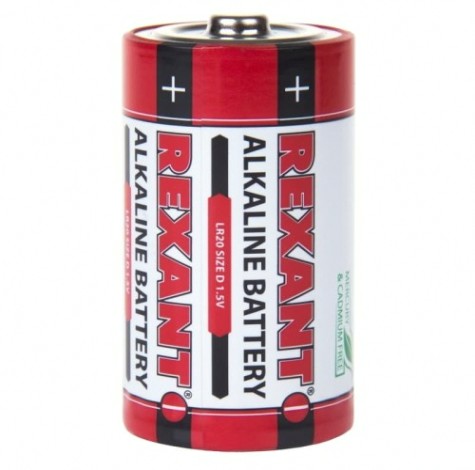 Батарейка REXANT 30-1020 алкалиновая D/LR20, 1,5B, 2 шт, блистер