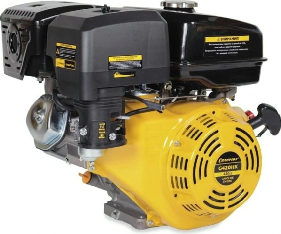 Бензиновый двигатель CHAMPION G420HK (15лс/11квт 420см³ 25мм 31кг шпонка)