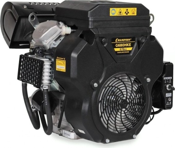 Бензиновый двигатель CHAMPION G680HKE (21лс/15,5квт 678см³ 25мм 48кг шпонка, эл.стартер,