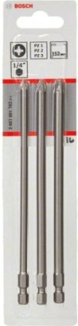 Бита для заворачивания BOSCH Extra Hard 152 мм PZ1/2/3 3шт [2607001762]