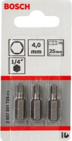 Бита для заворачивания BOSCH Extra Hard 25 мм HEX4 3шт [2607001724]
