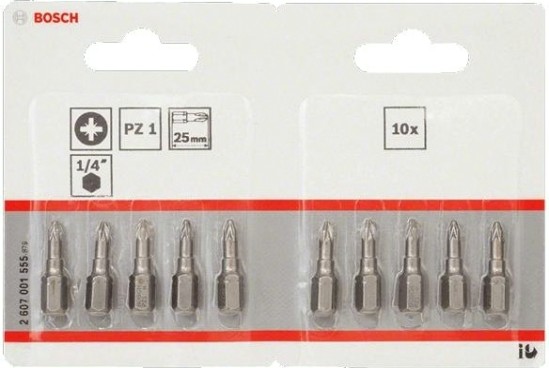 Бита для заворачивания BOSCH Extra Hard 25 мм PZ1 10шт [2607001555]
