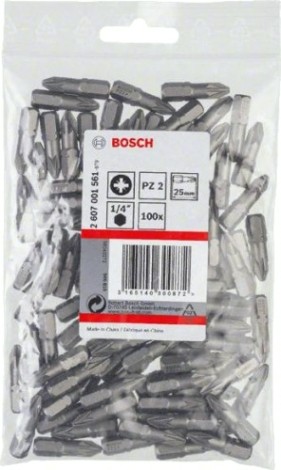 Бита для заворачивания BOSCH Extra Hard 25 мм PZ2 100шт [2607001561]