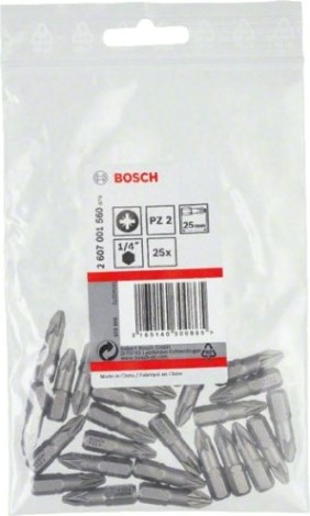 Бита для заворачивания BOSCH Extra Hard 25 мм PZ2 25шт [2607001560]