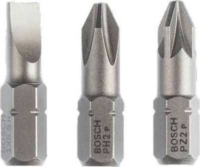 Бита для заворачивания BOSCH Extra Hard 25 мм S1.0х5.5/PH2/PZ2 3шт [2607001766]
