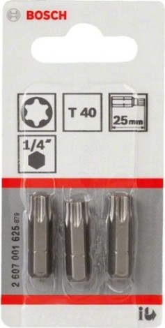 Бита для заворачивания BOSCH Extra Hard 25 мм T40 3шт [2607001625]