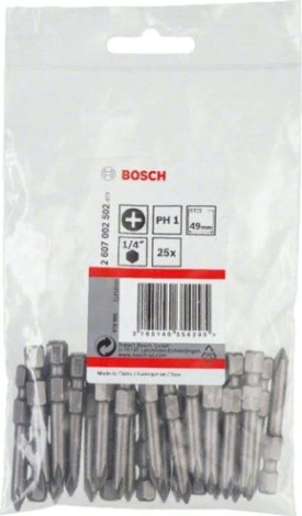 Бита для заворачивания BOSCH Extra Hard 49 мм PH1 25шт [2607002502]