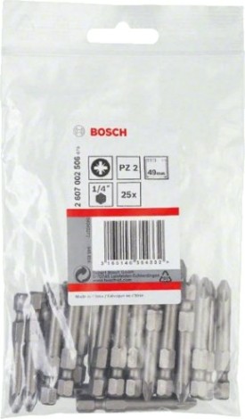 Бита для заворачивания BOSCH Extra Hard 49 мм PZ2 25шт [2607002506]