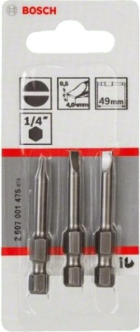 Бита для заворачивания BOSCH Extra Hard 49 мм S 0.5x4.0 3шт [2607001475]