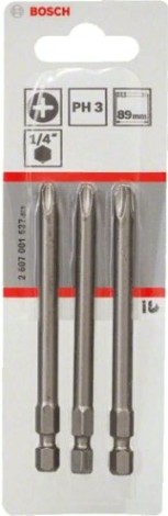 Бита для заворачивания BOSCH Extra Hard 89 мм PH3 3шт [2607001537]