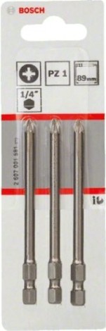 Бита для заворачивания BOSCH Extra Hard 89 мм PZ1 3шт [2607001581]