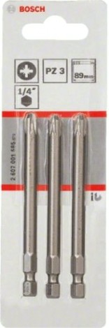 Бита для заворачивания BOSCH Extra Hard 89 мм PZ3 3шт [2607001585]