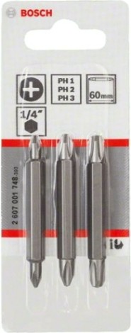 Бита для заворачивания BOSCH Extra Hard двусторонняя 60 мм PH/PH 3шт [2607001748]