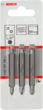 Бита для заворачивания BOSCH Extra Hard двусторонняя 60 мм S/PH 3шт [2607001746]
