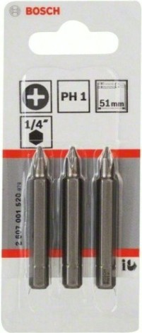 Бита для заворачивания BOSCH РH1х51 мм XH (уп3шт) [2607001520]