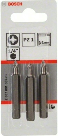 Бита для заворачивания BOSCH РZ1 х 51 мм Extra Hart (3шт) [2607001569]
