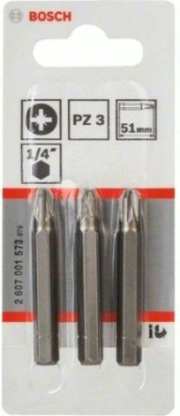 Бита для заворачивания BOSCH РZ3 х 51 мм Extra Hart (3шт) [2607001573]