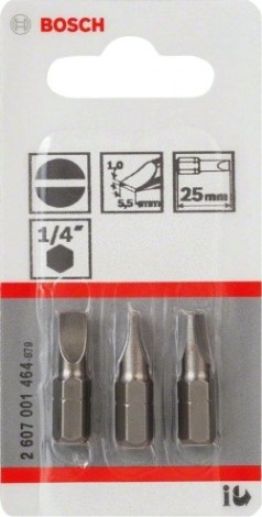 Бита для заворачивания BOSCH S 1,0x5,5, 25 mm XH PRO (3шт.) [2607001464]