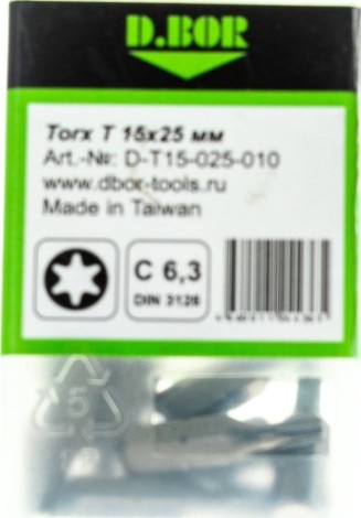 Бита для заворачивания D.BOR TORX 10, 25 мм (арт. d-t10-025-010) (10 шт.) [D06-DT10025010]