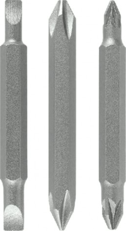 Бита для заворачивания двусторон. BOSCH PH1, PZ1, S 0,6x4,5; PH2, PZ2, мм (уп.3шт) [2607001745]