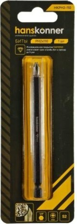 Бита для заворачивания HANSKONNER HKPH2-110 PH2x110мм, сталь S2, Diamond Powder Бита для заворачивания HANSKONNER HKPH2-110 PH2x110мм, сталь S2, Diamond Powder