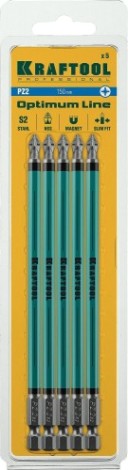 Бита для заворачивания KRAFTOOL Optimum Line PZ2 150 мм, 5 шт. [26124-2-150-5]