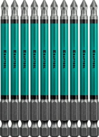 Бита для заворачивания KRAFTOOL PZ2, тип хвостовика E 1/4", 100 мм,10 шт (блистер) 26124-2-100-10 [26124-2-100-10]