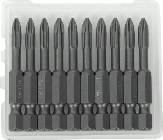 Бита для заворачивания KRAFTOOL X-DRIVE PH1 торсионные кованые, обточенные, 50мм, 10шт. [26121-1-50-10]