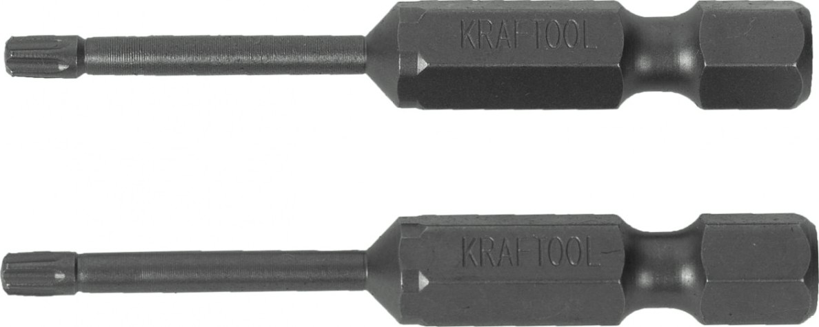 Бита для заворачивания KRAFTOOL X-DRIVE Т10 торсионные кованые, обточенные, 50мм, 2шт. [26125-10-50-2]
