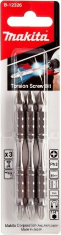 Бита для заворачивания MAKITA B-12326 двусторонняя Silver Torsion PH2, 85 мм, E-form (MZ