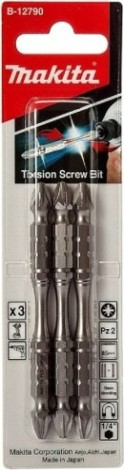 Бита для заворачивания MAKITA B-12790 двустороняя Silver Torsion PZ2, 85 мм, E-form (MZ)