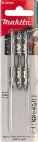 Бита для заворачивания MAKITA B-20703 двустороняя Silver Torsion PH2, 65 мм, E-form (MZ)